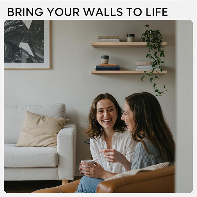 Homeforia 30 inch Natural Floating Shelf, High End Solid Real Wood 30inch Small Floating Shelves for Wall Mounted, Natural Wooden Floating Shelves, Heavy Duty Bracket, 30 X 6.5 X 1.75 in, Set of 4