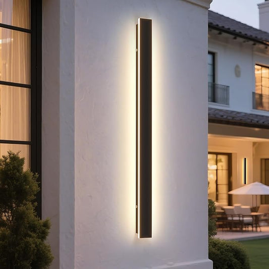 Modern Outdoor Wall Light, 39.4Inch Black LED Dimmable IP65 Waterproof with Remote Outdoor Linear Wall Sconces Exterior Lighting Fixture Porch Wall Light for House, Front Door, Garage