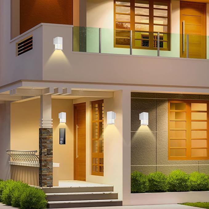 Dusk to Dawn Outdoor Wall Lamp, Exterior Light Fixture - ETL Listed, Aluminum Anti-Rust Waterproof Wall Mount Rectangular Design – Up/Down Photocell Outdoor Lighting for Porch, Garage or Patio