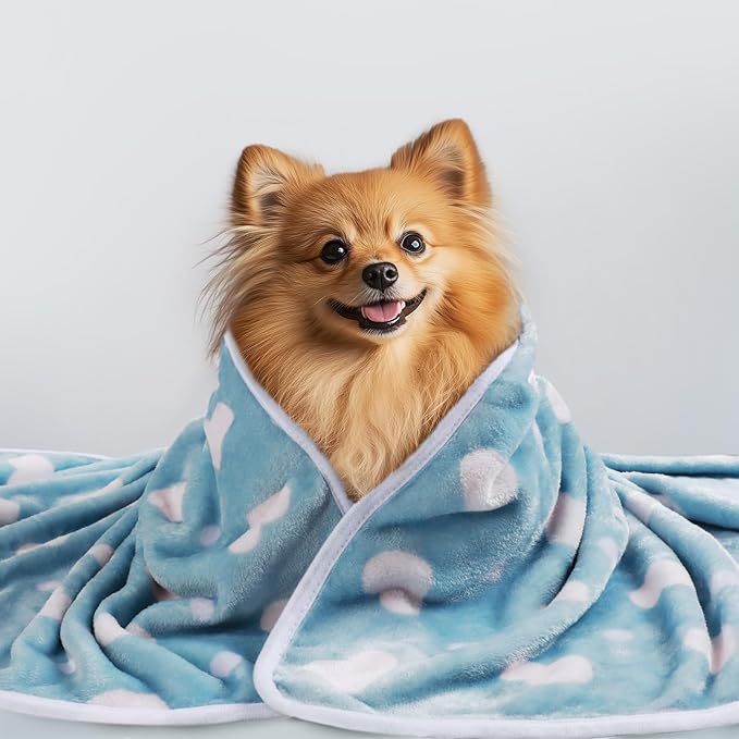 1 Pack 3 Blankets Super Soft Cute Dot Pattern Pet Blanket Flannel Throw for Dog Puppy Cat Purple/Pink/Cyan Large