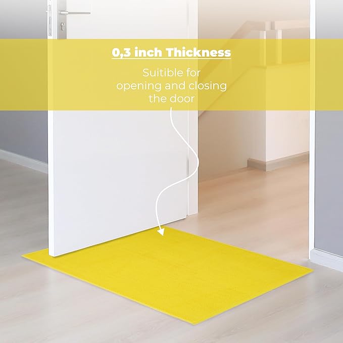 Cotton Paradise 100% Cotton Non Slip Bath Mats for Bathroom, 20x34 inch Soft Absorbent Quick Dry Machine Washable Floor Bath Mat, Yellow Bath Rug