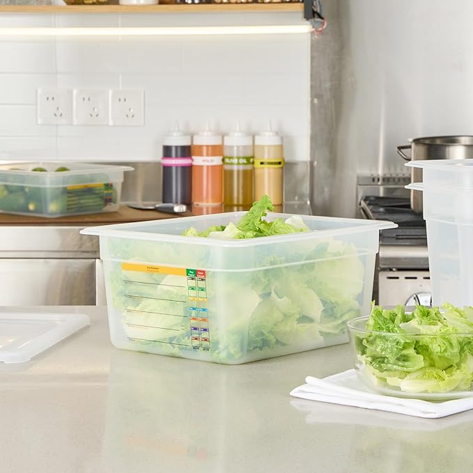 Restaurantware Food Pans Pack of 10 Plastic Rectangle Food Containers Half Size with Traceability Label, Storage Containers Dishwashable Hot Cold Friendly for Restaurants Buffet Commercial Use