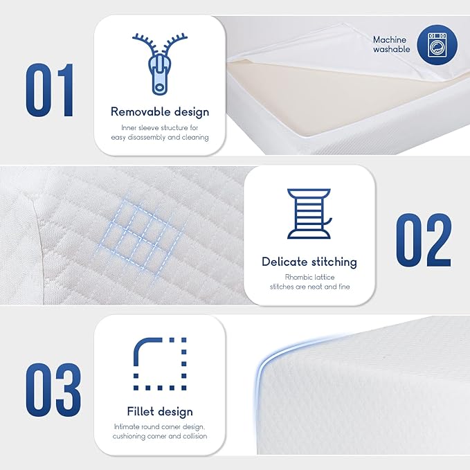 FDW | 6 Inch Twin Mattress | Medium Firm | Gel Memory Foam Mattress | White | Bed in a Box, CertiPUR-US Certified | Pressure Relief, Cooling Ventilated Foam | Washable Removable Cover