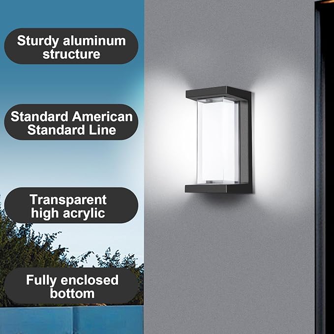 Juyace 18W Exterior Lighting Fixtures 6 Pack Budget-Friendly Outdoor Porch Lights Modern Black Sconces Wall Mount 1800Lm 6000K IP65 Waterproof for Garage House Patio Front Door Entryway