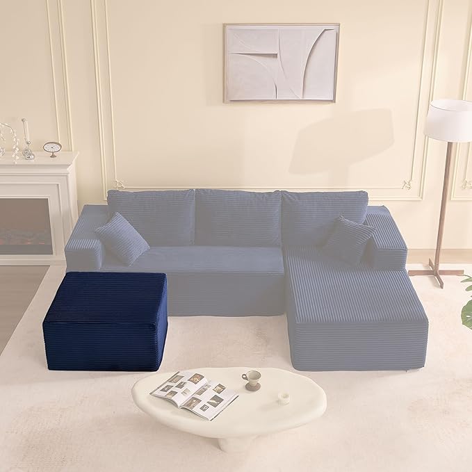 Cozy Square Ottoman, Comfortable Seating, No Assembly Required, Blue