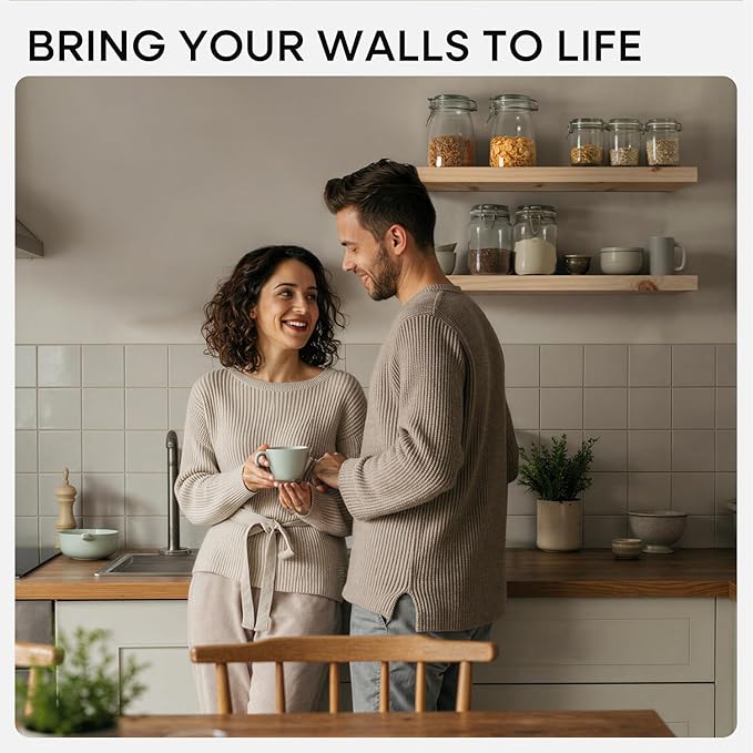 Homeforia 24 inch Natural Floating Shelf, High End Solid Real Wood 24inch Small Floating Shelves for Wall Mounted, Natural Wooden Floating Shelves, Heavy Duty Bracket, 24 X 6.5 X 1.75 in, Set of 3