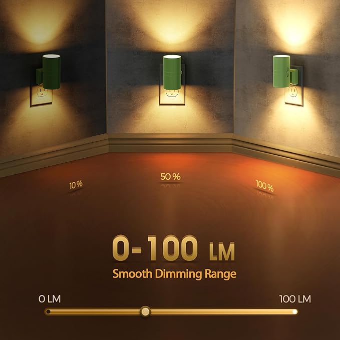 Briignite Night Lights Plug into Wall, Modern LED Night Light Plug in, Dusk to Dawn Sensor, Soft White 3000K, 0-100LM Adjustable Brightness, Dimmable NightLight for Hallway, Bedroom, Stairway, 2 Pack