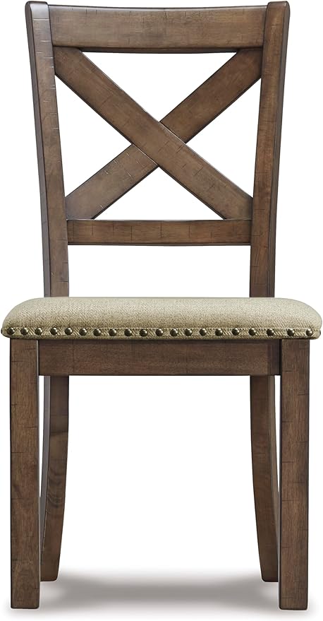 Signature Design by Ashley Moriville Modern Farmhouse 19" Upholstered Dining Room Chair, 2 Count, Brown