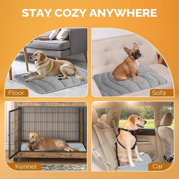 Cozyide Dog Crate Pad, Large Reversible Dog Cooling Mat(Cool & Warm), Washable Soft Crate Mat for All Season, 36" L x 23" W, Dark Grey & Light Grey