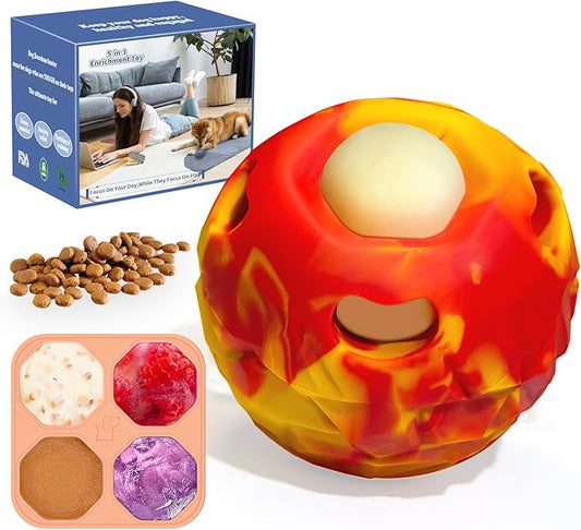 Dog Toy, Dog Enrichment Toy, Bite & Brush Interactive Chew Toy for Large Aggressive Chewers, Freeze Bone for Dogs, Homemade Treat Dispenser, Easy to Clean, for Medium to Large dogs 30-85lbs