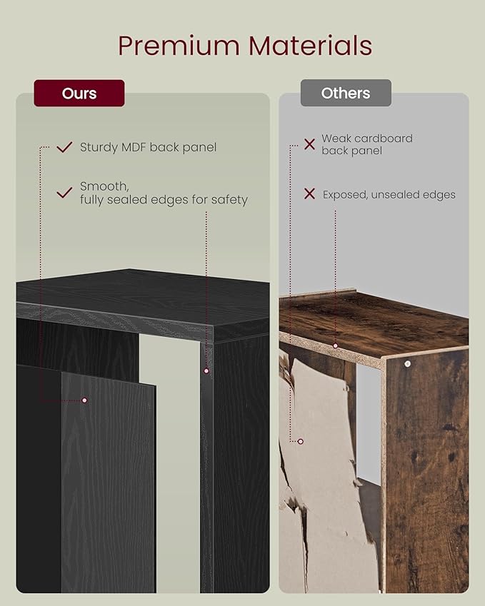 VASAGLE Custos Collection - Bookshelf, 4-Tier Bookcase, Book Shelf, Open Storage Shelf, 9.4 x 11.8 x 41.7 Inches, for Living Room, Home Office, Dining Room, Ebony Black ULBC434B01