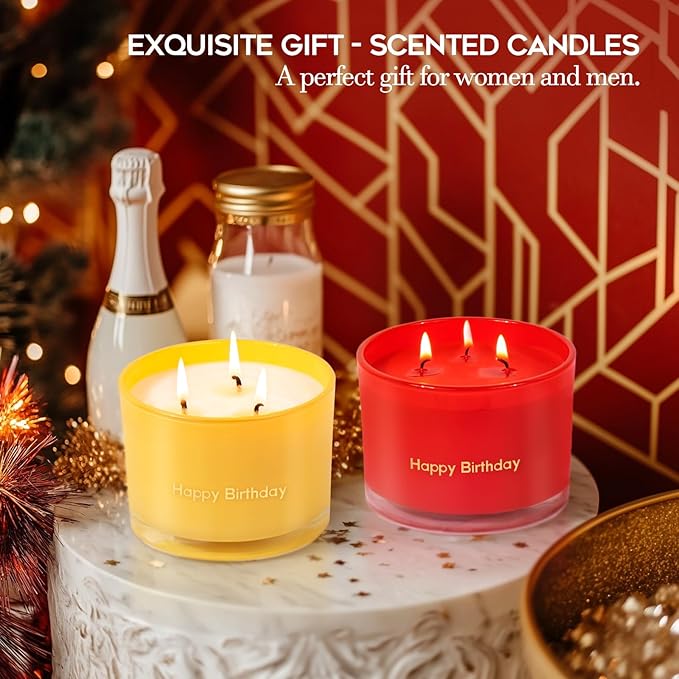 KONNI 3 Wick Vanilla Scented Candles, Home Soy Candles, 12.35oz Luxury Relaxing Aromatherapy Candle for Women Men, 50 Hours Long Lasting Clean Burning Jar Candle, Romantic Birthday Gift for Lover