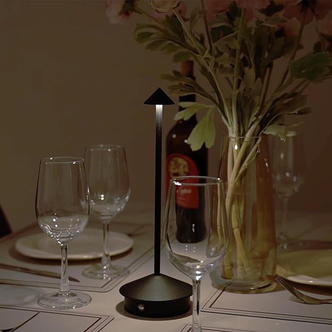 Arrrow LED Cordless USB-C Re-Chargeable Desk Lamp, 5200mAh Battery Operated with 3 Color Temperature 2700K-3000K-3500K and Fingertip Touch On/Off Plus Dimming in Black