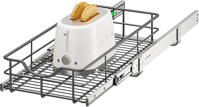 ALINE FURNITURE Pull Out Shelves - 11" W x 22" D Soft Close Pull Out Cabinet Organizer 1 Tier - Slide Out Drawers with Shelf Liner, Heavy Duty Steel Wire Baskets for Kitchen Cabinets, Pantry, Bathroom