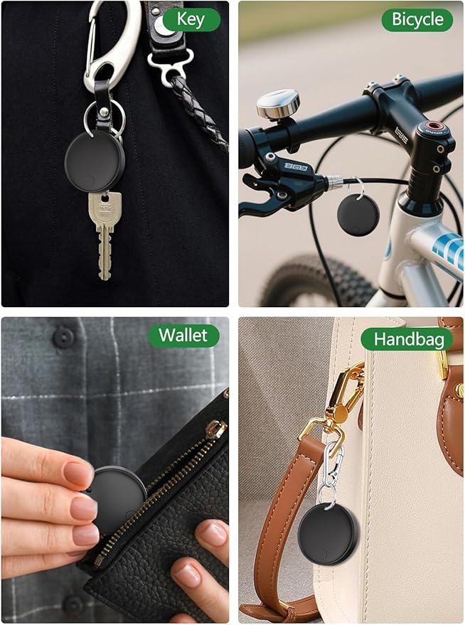 Tracker Tags for Android & iOS, Key Finder Tracking Device Smart Tracker Tag for Luggage, Wallet, Bike, Pets, Bags - Both Works with Apple Find My & Google's Find Hub - 2 Pack