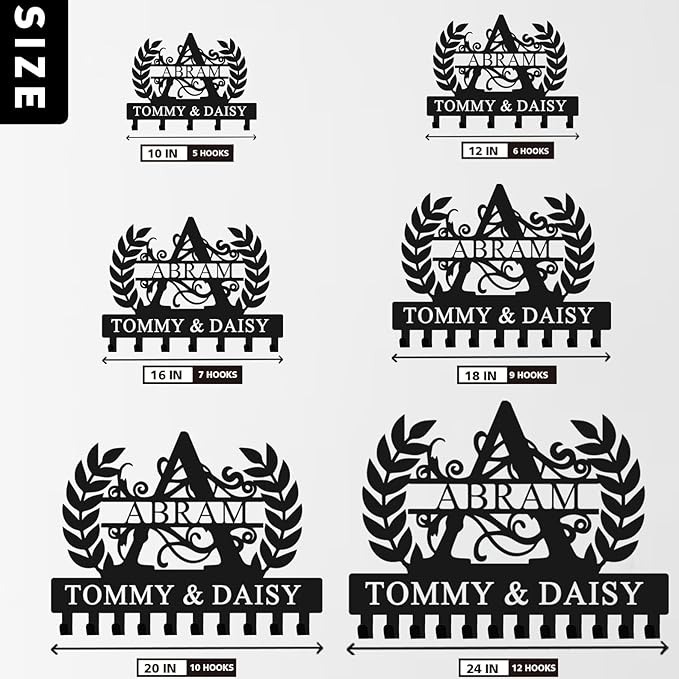 Personalized Metal Key Holder Wall Mount with Family Name Custom Key Hooks Wall Mounted Key Hooks Monogram Name Decor for Kitchen Entryway Hallway Office Doorway