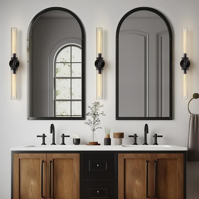 Black Wall Sconce, 30" Knurling Sconces,Bathroom Vanity Light Fixtures, Modern Wall Lights for Mirror, Bathroom, Living Room,Hallway,Staircase (1 Pack)