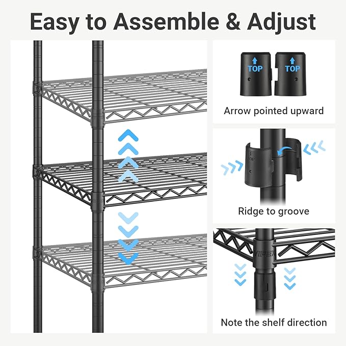 VIPEK X2 Expandable Reach-in Closet Racks Adjustable from 3'3" to 4'8" Portable Open Walk-in Closet Rack System with Flexible Shelves and Hanger Rods Clothing Rack for Hanging Clothes, Black