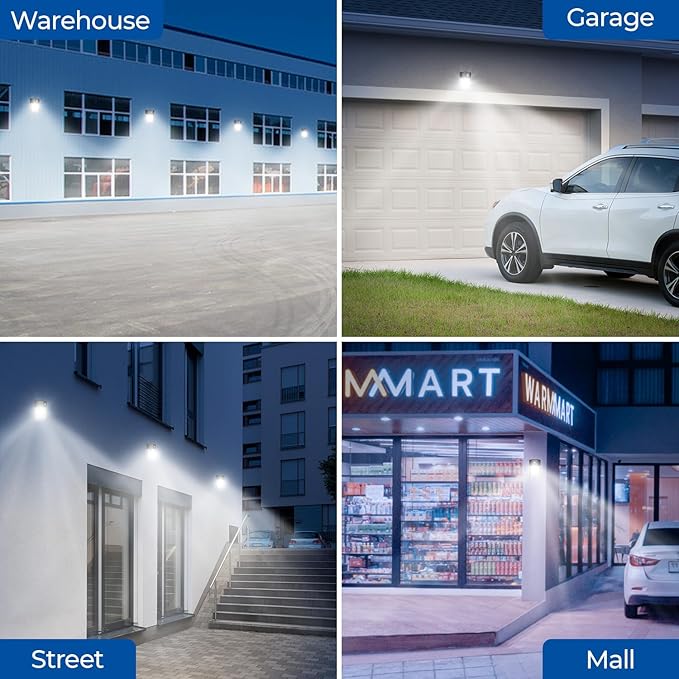 CINOTON 26W LED Wall Pack Light with Dusk to Dawn Sensor, 3000LM [100-277Vac] LED Wall Lights IP65 Waterproof Outdoor Security Flood Lighting for Garage Warehouse Garden 5000K-Daylight 4 Pack