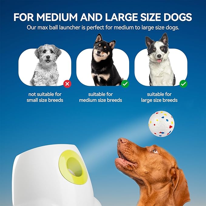 ALL FOR PAWS Automatic Ball Launcher for Dogs, Interactive Puppy Pet Balls Outdoor Thrower for Medium to Large Dogs, Ball Throwing Machine for Dogs, 6 ETPU Balls Included(2.5"), Rechargeable Battery