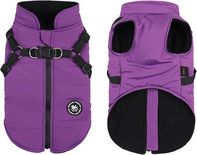Norbi Dog Winter Coats with Built-In Harness - Adjustable Dog Jackets for Small, Medium & Large Dogs in Cold Weather