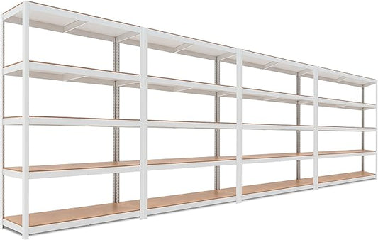 HOMEDANT House 5 Tier Laminated Metal Shelving Unit Adjustable Storage Utility Rack Heavy Duty Shelves Organization Multipurpose Shelf Kitchen Garage Pantry Closet (4, (L) 48.1" W, White)
