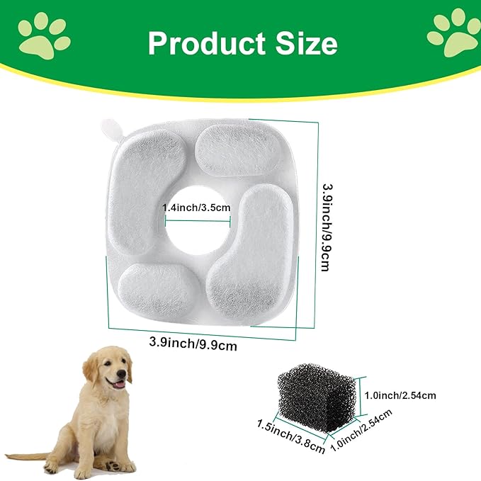 Cat Water Fountain Filter,Pet Fountain Filters compatible with Veken 67oz/2L, 95oz/2.8L and 135oz/4L Dog Water Dispenser,12 Set Cat Fountain Filter Replacement