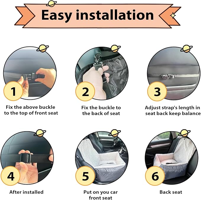 Car Seat Suitable for Small Dogs, Pet CarSeat with Storage and Clip-On Safety Tether, Fully Removable and Washable Dog Car Seat, Dogs Booster Seat Suitable Small Medium Dog
