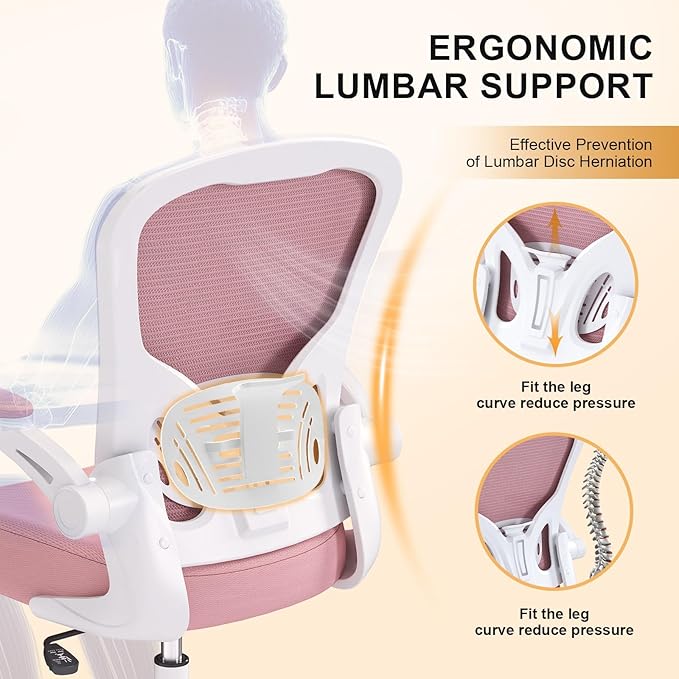 Synorla Office Chair, Ergonomic Desk Chairs 330LBS Capacity High Back Mesh Computer Chair with Flip-up Armrests, Comfy Work Chair with Adjustable Lumbar Support