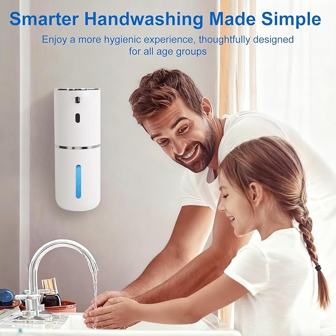 Automatic Soap Dispenser, Hand Soap Dispenser 12.8oz/380ml Smart Rechargeable, Liquid Touchless Soap Dispensers with 6-Level, Wall Mounted or Countertop Dish Soap Dispensing for Bathroom & Kitchen