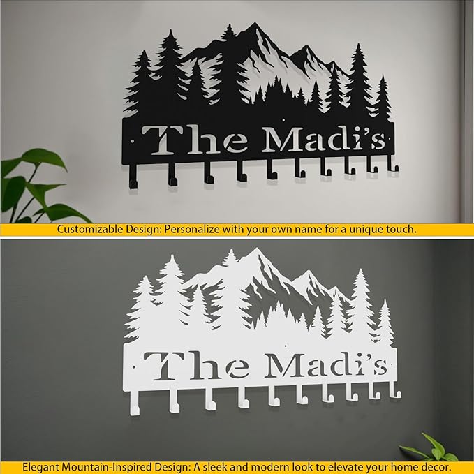 Custom Metal Key Rack Hooks, Personalized Key Holder for Wall, Forest, Mountain Theme Wall Decoration Hooks, Key Hanger Organizer for Living Room, Entryway, Bathroom, Kitchen Decor