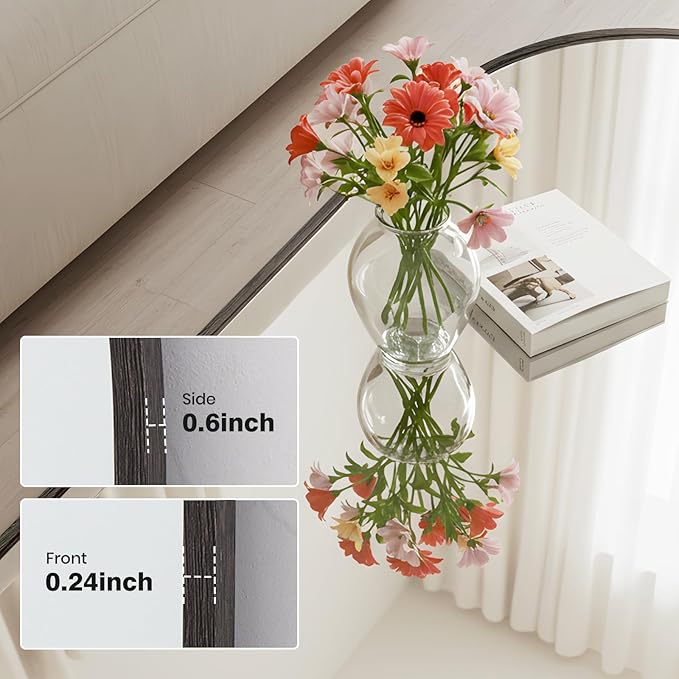 Arched 26x71 Inch Full Length Mirrors Aluminium Frame in Classic Graylish Driftwood Looking Free Standing Floor Mirror Full Body Wall Mounted for Bedroom Living Room and Hallway