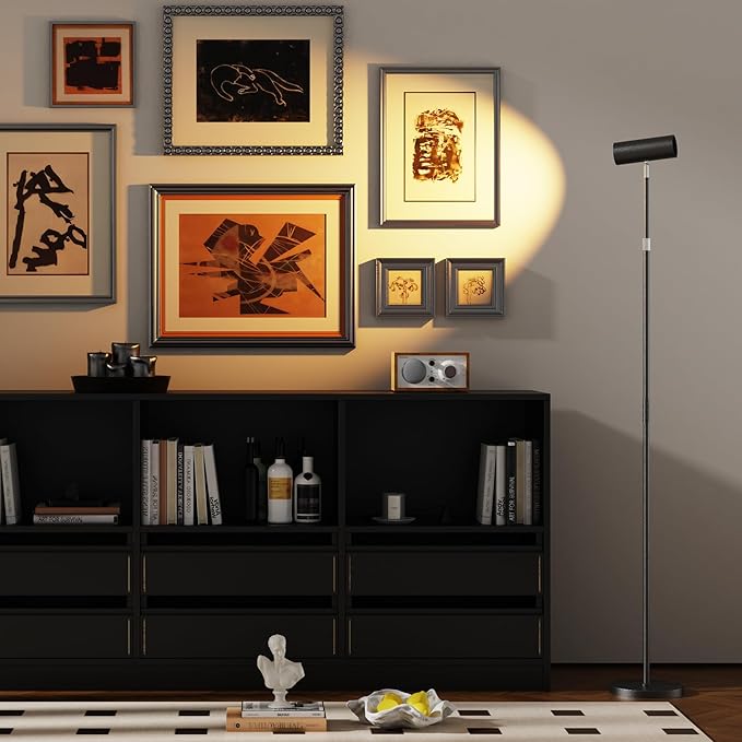 Spotlight Floor Lamp, Tall LED Standing Lamp with Remote/Touch Control, 2700K-6500K, Multi Color Changing, Reading Floor Lamp for Living Room, Bedroom, Office & Wall Art, Black RGB