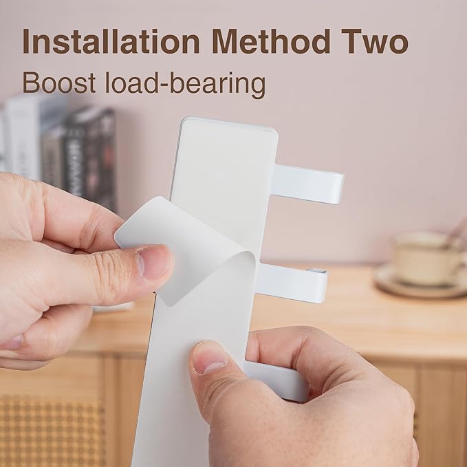 pickpiff Key Holder Wall Mount, Adhesive Key Rack with 8 Hooks Hanger for Car Key Ring, Metal Key Chain Organizer, White 1 Pack