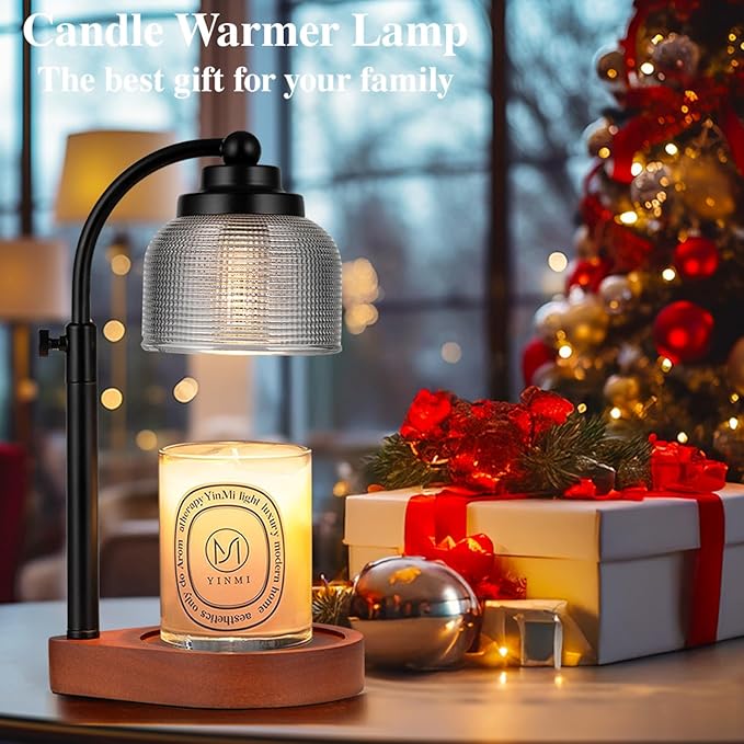Candle Warmer Lamp Remote Control, Timer and Dimmer, Birthday Gifts for Women Mom Sister, House Warming Gifts Vintage Home Decor, Adjustable Height Wax Melt Warmer for Jar Candles with 2 Bulbs