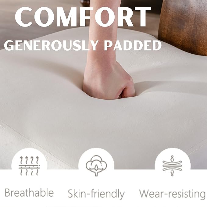 Dining Chairs Set of 4 Modern Dining Chair with Wood Legs, Upholstered Velvet Dining Chairs for Dining Room, Kitchen, Vanity, Living Room, Cream