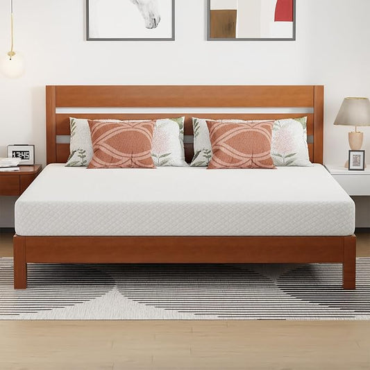 FDW | 8 Inch King Mattress | Medium Firm | Gel Memory Foam Mattress | White | Bed in a Box, CertiPUR-US Certified | Pressure Relief, Cooling Ventilated Foam | Washable Removable Cover