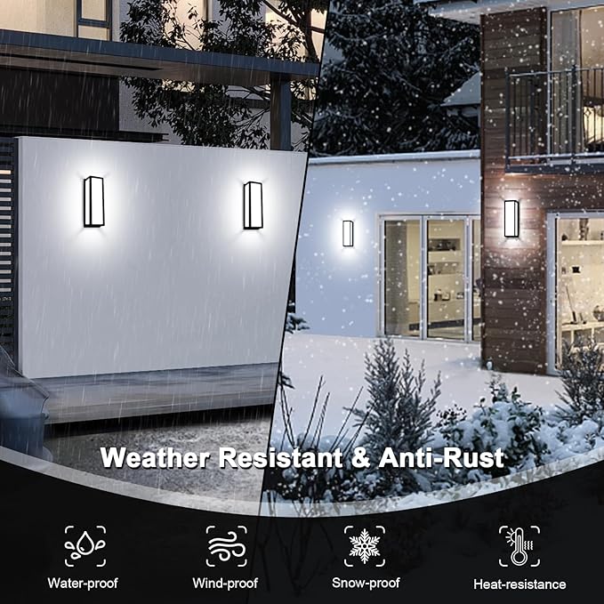 30Watt Modern Outdoor Wall Lights, 2000 Lumen Waterproof Exterior Porch Light, 6000K Daylight Anti-Rust Wall Mount Outdoor Wall Lighting for House, Front Porch, Garage