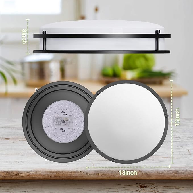 13 Inch LED Ceiling Light Fixture: 40W Flush Mount Ceiling Light 4000 Lumens Dimmable, 3000K/4000K/5000K Modern Ceiling Lamp for Bedroom Kitchen Bathroom Hallway Closet Laundry
