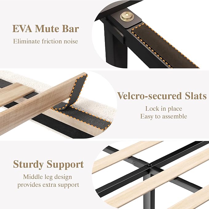 King Size Bed Frame with Adjustable Headboard, Boucle Cloud Platform Bed with Wood Slats, Mattress Foundation, No Box Spring Needed, Easy Assembly, Beige