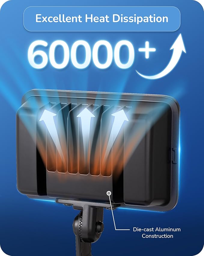 EDISHINE 46W Flood Light, 6800LM LED Flood Light Outdoor, IP65 Waterproof, 5000K LED Security Lights for Backyard, Flagpole, Garage, UL Listed