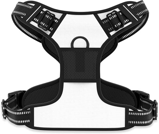 Rnivvi No Pull Dog Harness, Cute Reflective X-Large Sized Puppy Harness, Adjustable Soft Padded Vest for Large Dogs, Heavy Duty Pet Vest with Easy Control Handle for Walking Training, White