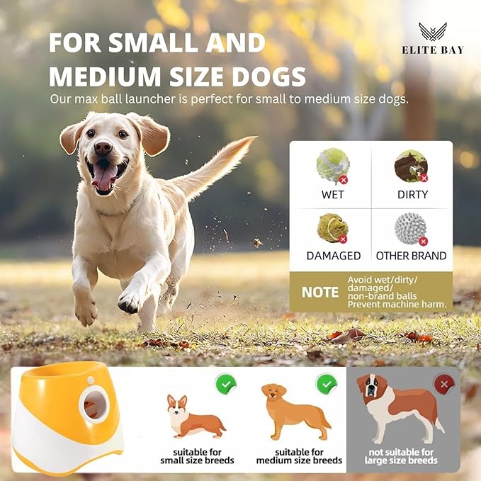 Automatic Dog Ball Thrower – Interactive Pet Toy with USB Charging | Includes 6 Soft 2-Inch Balls | Hands-Free Fetch Launcher for Small & Medium Dogs | Durable ABS Build | Orange Dog Toy