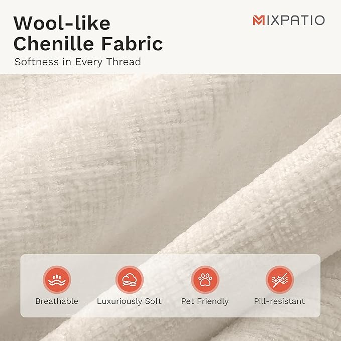 Cloud Couch Sectional Sofa Set, Plush 24.4-Inch Deep 7-Seat Sectional with Velvety Chenille & Removable Arms for Living Room and Apartment, Beige