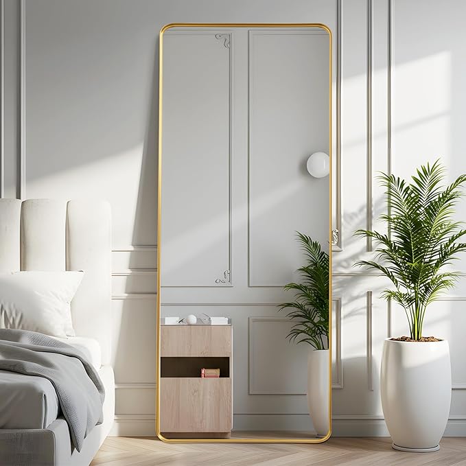 Rectangle Mirror Full Length 30" x 71" Large Floor Mirror Gold Shadow Box Frame Wall-Mounted Hanging Wall for Home Decor Leaning Wall Full Body Dressing Mirror for Closet Bedroom