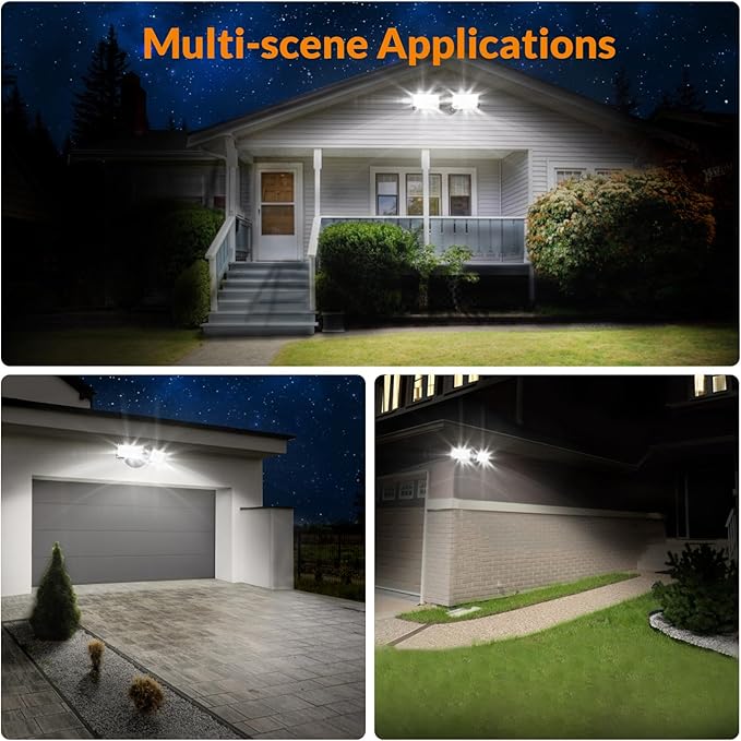 LEPOWER 3000LM LED Flood Light Outdoor, Switch Controlled LED Security Light, 28W Exterior Lights with 2 Adjustable Heads, 5500K, IP65 Waterproof for Garage, Yard, Patio Brown