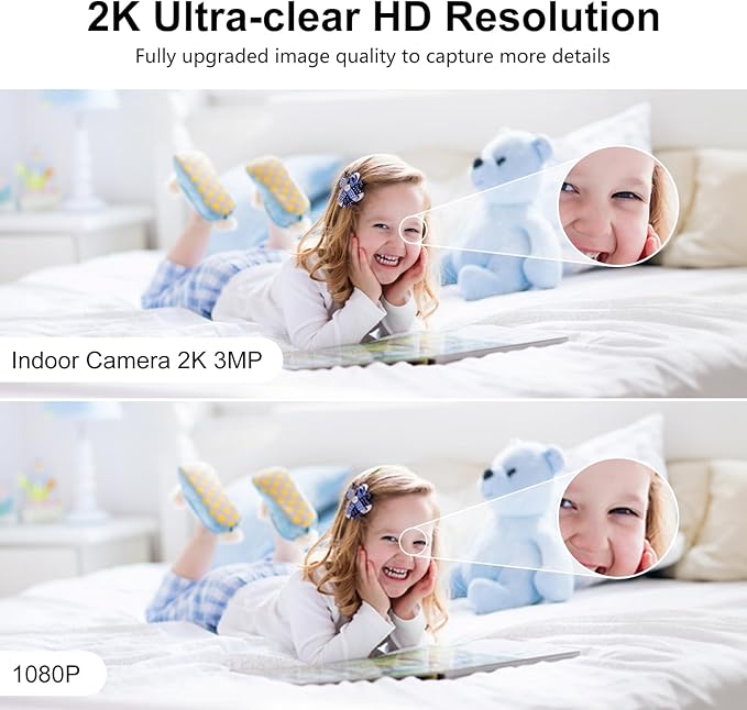 2.4G/5G Security Camera Indoor, 2K Pet Camera Indoor with Phone App, Foldable WiFi Baby Camera Motion Detection, Two-Way Talk, IR/Color Night Vision