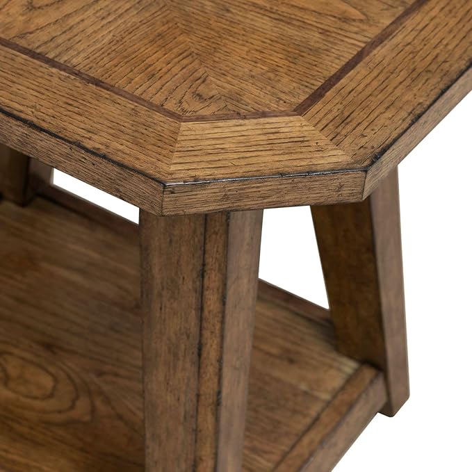 Liberty Furniture Carolina Park Octagonal End Table for Living Room - Amber Brown Oak
