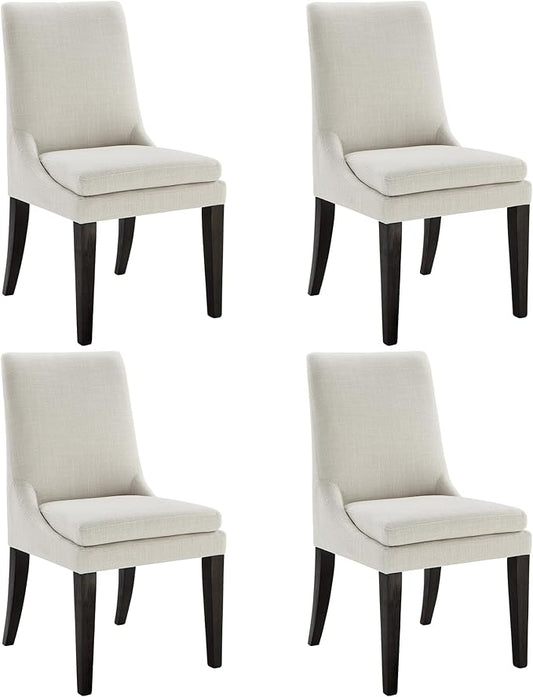 Upholstered Dining Chairs Modern Sidechair Performance Fabric High Back Armlesschair for Diningroom Kitchen,Cream,Set of 4(2 Box)