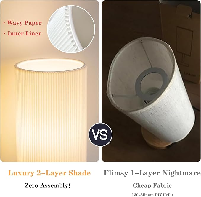 MODIVO Bedside Table Lamp with USB-C/A Charging & Touch Control, 17" Bronze Color-Finish Design & Dual-Layer Wave Shade - 3-Level Dimmable, Stable Base (E26 Bulb Included)